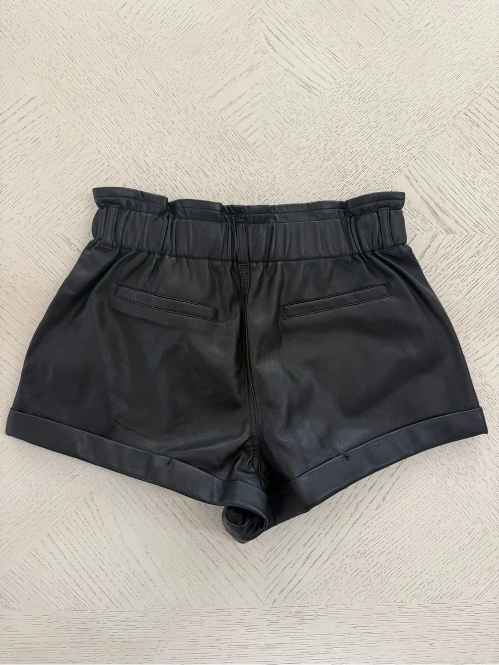 Blank NYC Black Faux Leather High Waisted Shorts